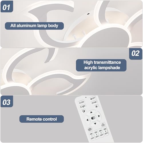 36.2 Inch Modern LED Ceiling Light (White)