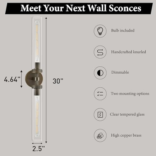 Knurled Brass Bathroom Wall Sconce