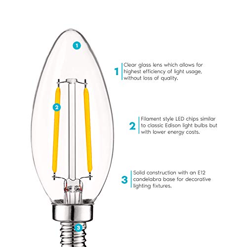 4W Vintage Candelabra LED Bulbs Dimmable (16 Count)