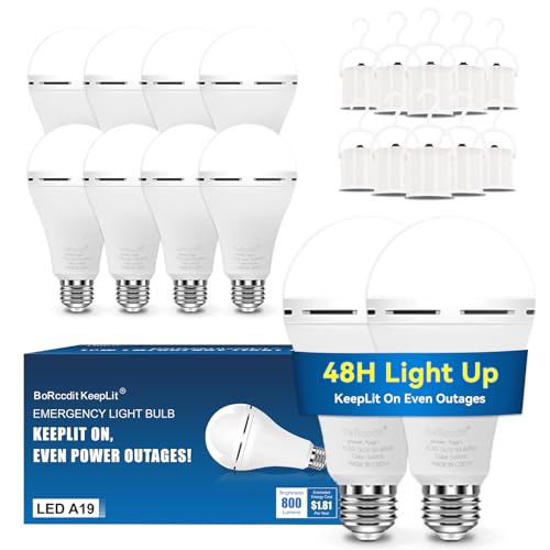 KeepLit 10PK Emergency Rechargeable Light Bulbs (10 Count)