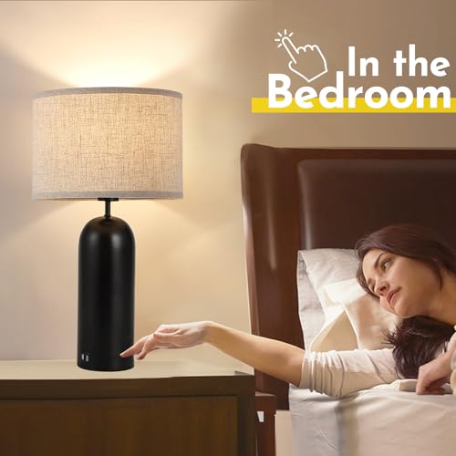 Table Lamps Set of 2 Touch Control Black&Cream Table Lamps 3 (2 Count)
