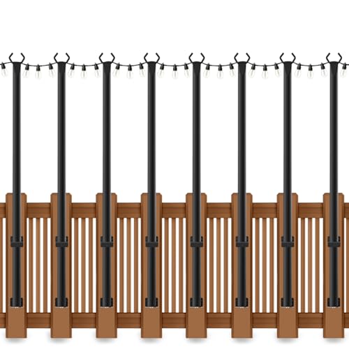 8 Pack String Light Poles for Deck (5 Foot)