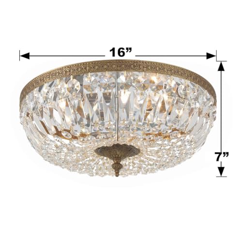 3 Light Spectra Crystal Olde Brass Flush Mount