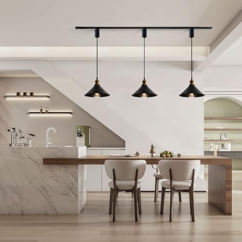 H Type Matte Black E26 Socket Track Lighting Pendant (3 Count)
