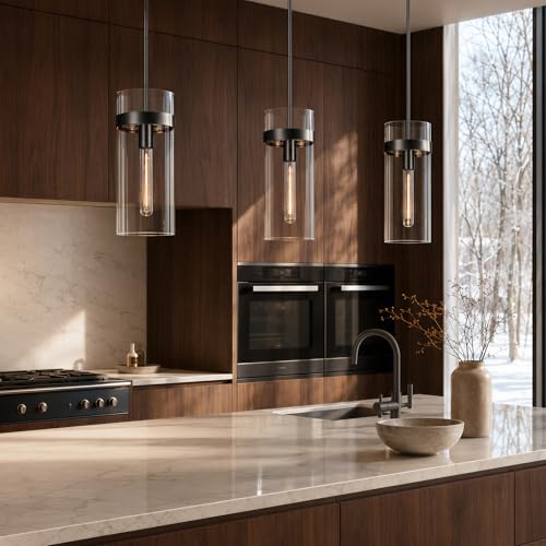 6 Inch Black Pendant Lights Kitchen Island 2 Pc