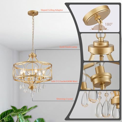 6 Light Modern Gold Crystal Chandelier