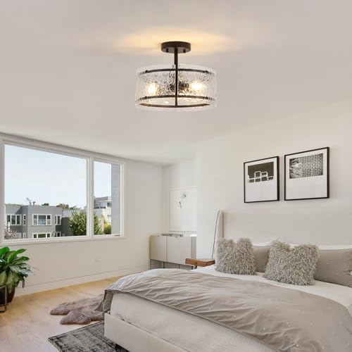Black Semi Flush Mount Ceiling Light