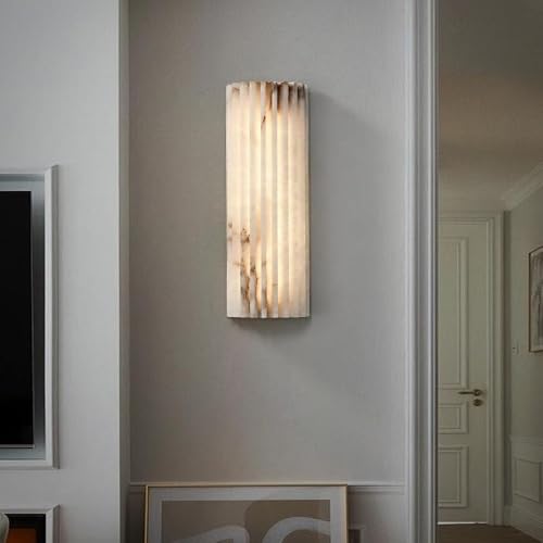 11.8in Natural Alabaster Wall Sconce Semicircle Marble Wall Light Hardwired