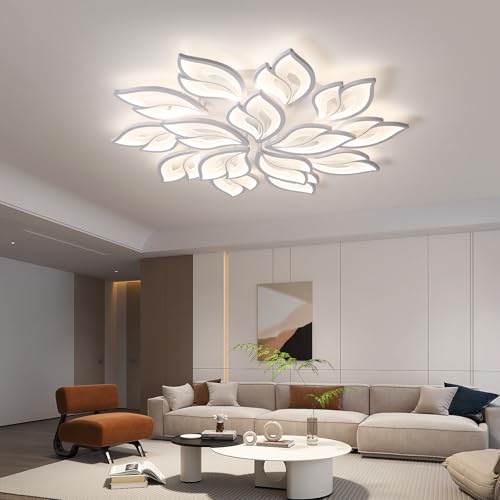 39.4" Flower Shaped Ceiling Light Dimmable Modern Ceiling Lamp Remote Control LED Lighting Fixture for Living Room Kitchen Dining Room