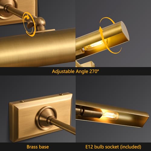 18 inch Brass Picture Light Hardwired Picture Light Library Light