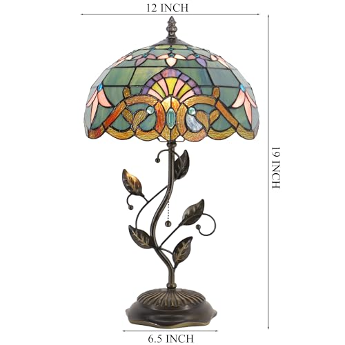Tiffany Lamp Stained Glass Table Bedside Reading Light W12H19 inch