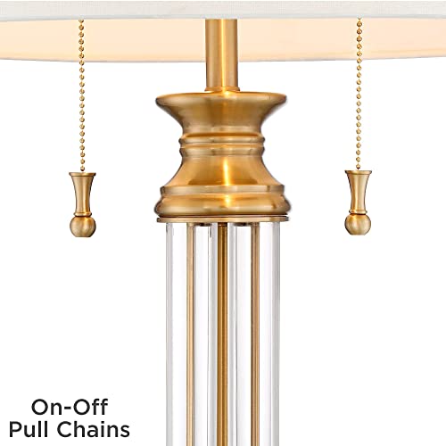 Rolland 30" Large Table Lamps Set of 2 Gold Brass Glass Antique (2 Count)