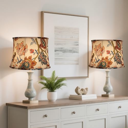 White with Paisley Print Large Lamp shades