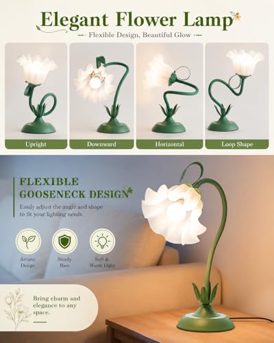Flower Table Lamp Cute Desk Lamp for Bedroom Home Decor