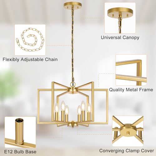 6 Light Gold Chandelier
