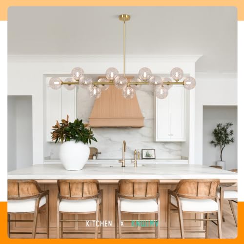 Gold Chandelier Sputnik Linear Chandelier for Dining Room Mid Century Light