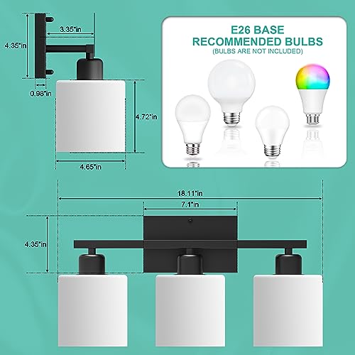 Black Bathroom Light Fixtures Over Mirror 18 Inches