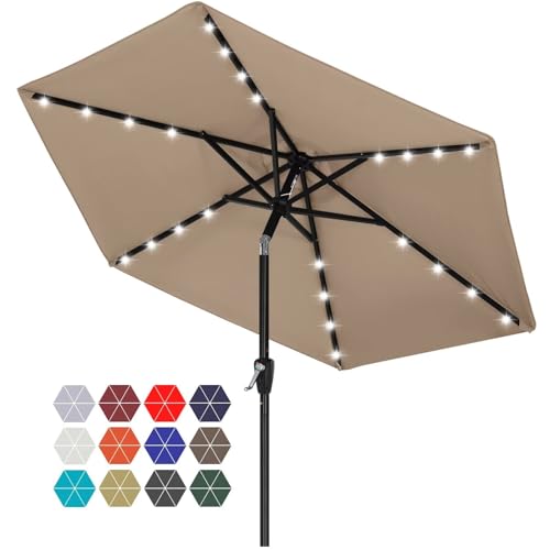 Solar Led Patio Umbrella with 24 Lights 7.5FT