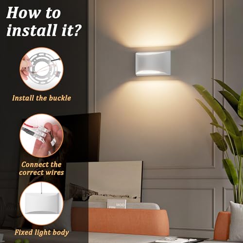 4 Pack Aluminum Modern Indoor LED Wall Sconce Hardwired Interior Wall Lights Up and Down Wall Mount Light for Living Room Bedroom Corridor Conservatory Warm White 3000K (4 Count)