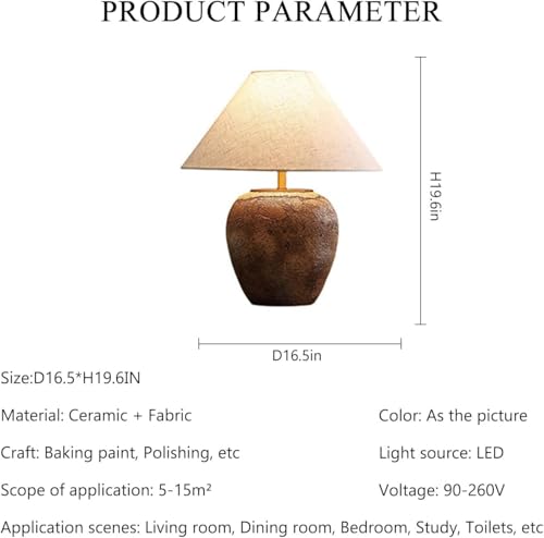 Rustic Farmhouse Clay Pot Table Lamps 19.6" Tall Ceramic Table Lamp