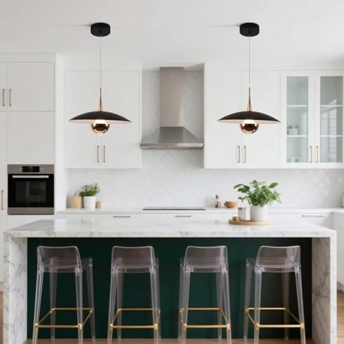Lighting Modern Black Metal Pendant Lamp Brass Gold Kitchen Island Pendant Light Industrial Matt Black Barn Pedant Lighting Adjustable Retro Vintage Farmhouse Hanging Dining Lights Fixture