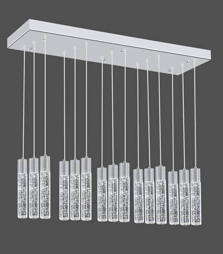 15 Lights Modern Crystal Chandelier LED Pendant Lighting Fixture for Kitchen Island Light Fixtures for Dining Room Hallway Foyer