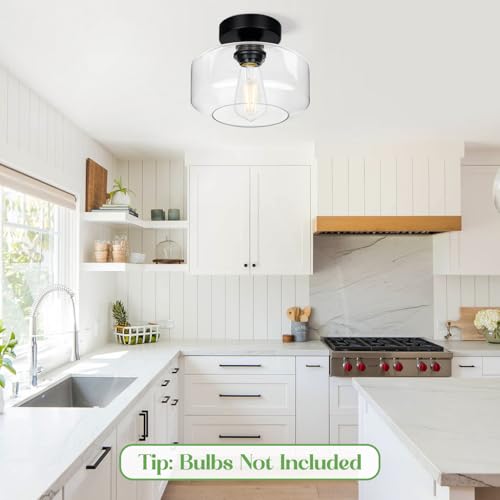 Industrial Semi Flush Mount Ceiling Light Black
