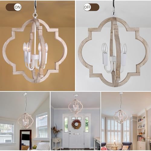 White Wood Chandelier 4 (4 Count)