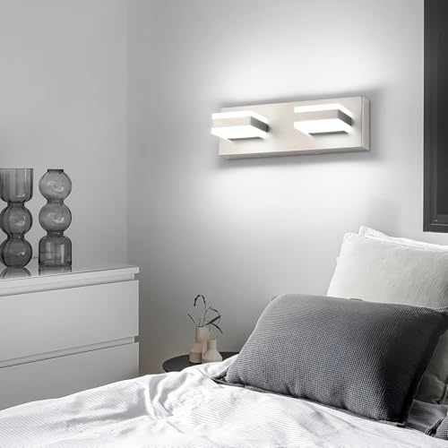 2 Light Brushed Nickel Vanity Lights for Bathroom Over Mirror