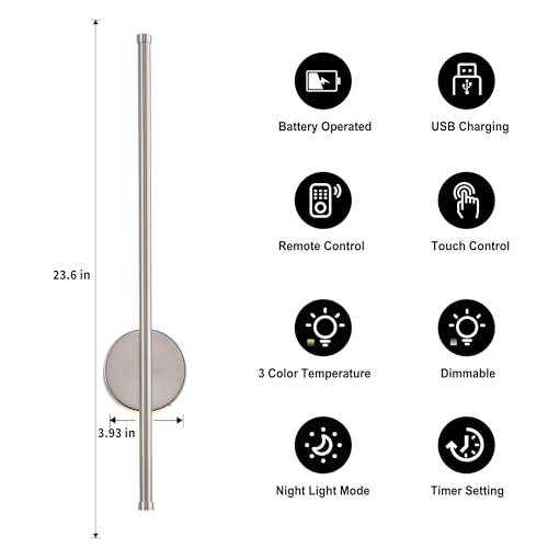 Battery Operated Modern Wall Sconce Set of Two (2 Count)