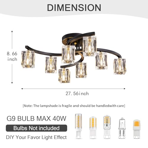 8 Light Semi Flush Mount Ceiling Light