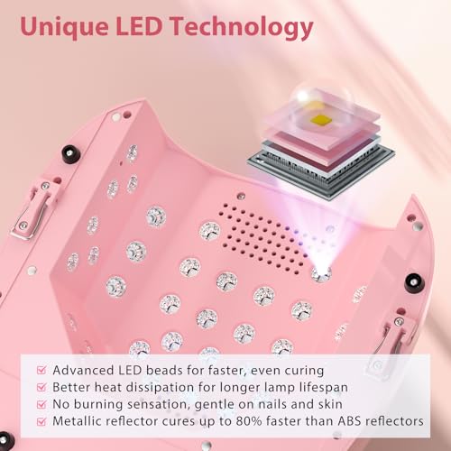 126W Cordless Rechargeable UV LED Nail Lamp with Large Space