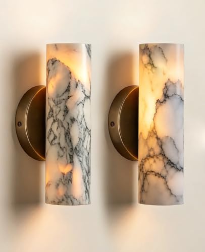 9.84" Natural Marble Wall Sconces Set of 2