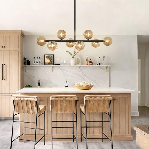 37" Mid Century Modern Chandelier Linear Chandeliers for Dining Room
