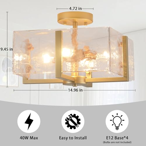 Gold Flush Mount Ceiling Light (4 Count)