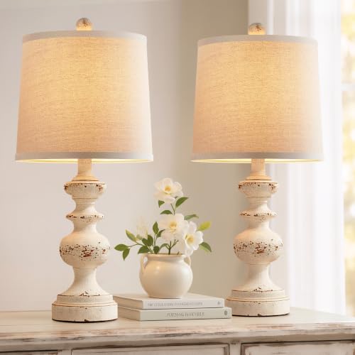 Farmhouse Table Lamp Set of 2 (Washed White)