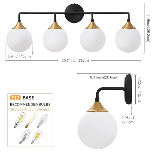 Black Gold Bathroom Light Fixtures Over Mirror Vanity 4