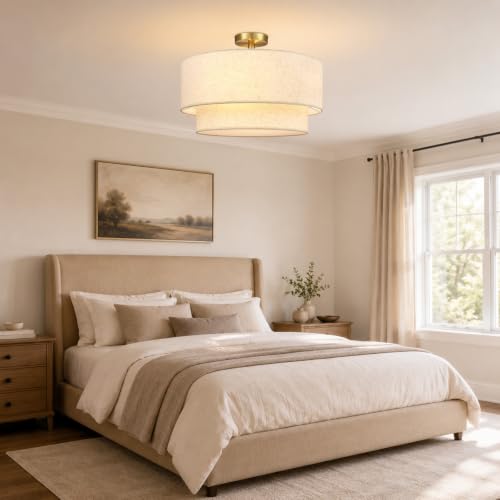 20 Inch Drum Flush Mount Ceiling Light Gold