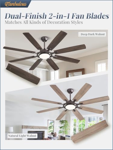65 Inch Black Ceiling Fans with 3CCT Lights and Remote (Oil Bronze / 65")