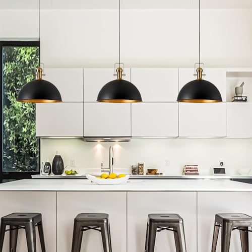 12 Inch Black Farmhouse Pendant Lights for Kitchen Island 1 Pack
