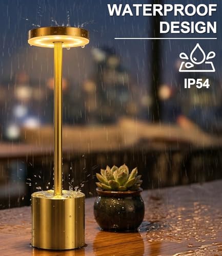 Gold Cordless Table Lamp Set