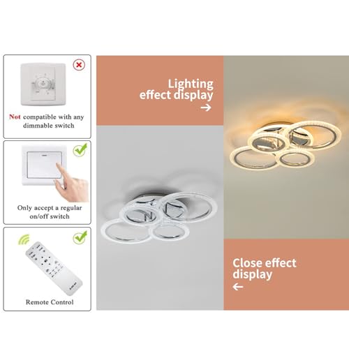 Modern LED Flush Mount Ceiling Light with Remote