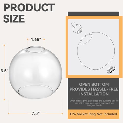 1 Pack Glass Shades Globes (2 Count)