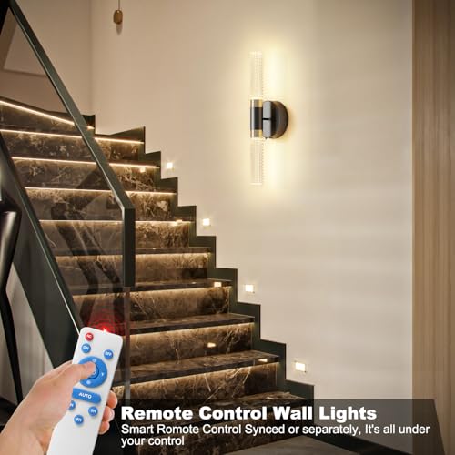 Black Gold Crystal Battery Wall Sconces