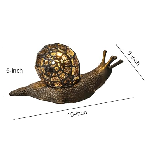L10980 Amber Land Snail Tiffany Style Stained Glass Accent Table Lamp