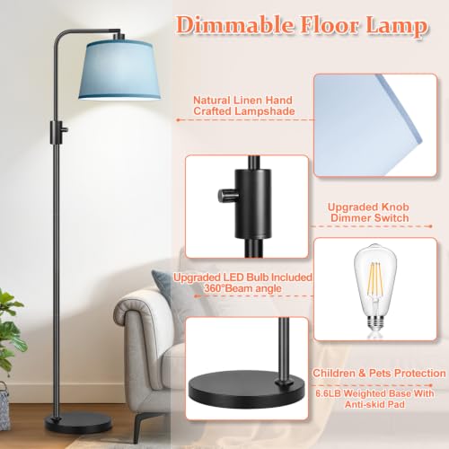 Upgraded】 Dimmable Black Floor Lamp