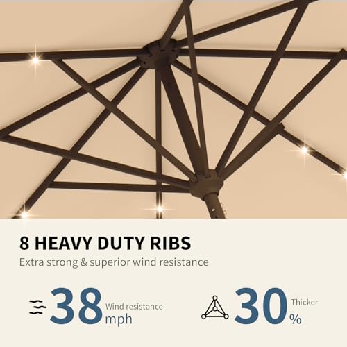 9FT Patio Umbrella with Solar Lights