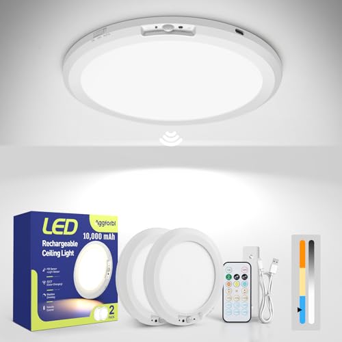 10000mAh Battery Operated Wireless Shower Light Waterproof 2 Pack (2 Count)