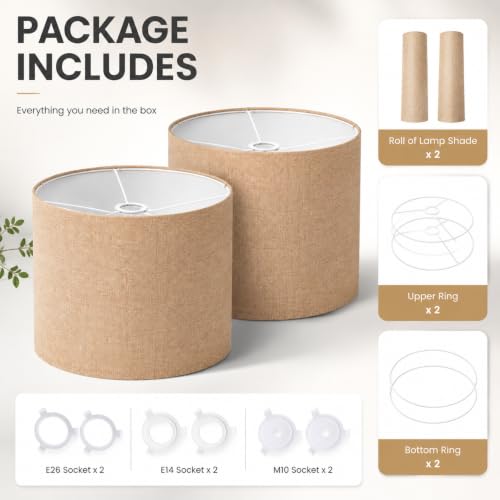Brown Hemp Drum Lamp Shades Set of 2