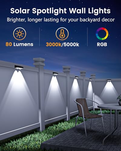 Solar Fence Lights Outdoor Waterproof (12 Count)